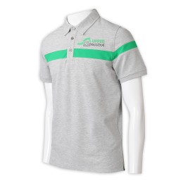 P1310   來樣訂製淨色Polo 設計胸前拼色 繡花logo 3粒鈕 Polo恤專門店   灰色撞綠色 P1310   來樣訂製淨色Polo 設計胸前拼色 繡花logo 3粒鈕 Polo恤專門店   灰色撞綠色